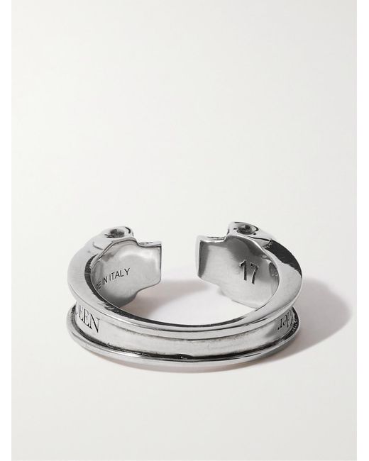 McQueen Metallic Engraved Skull Silver Ring for men