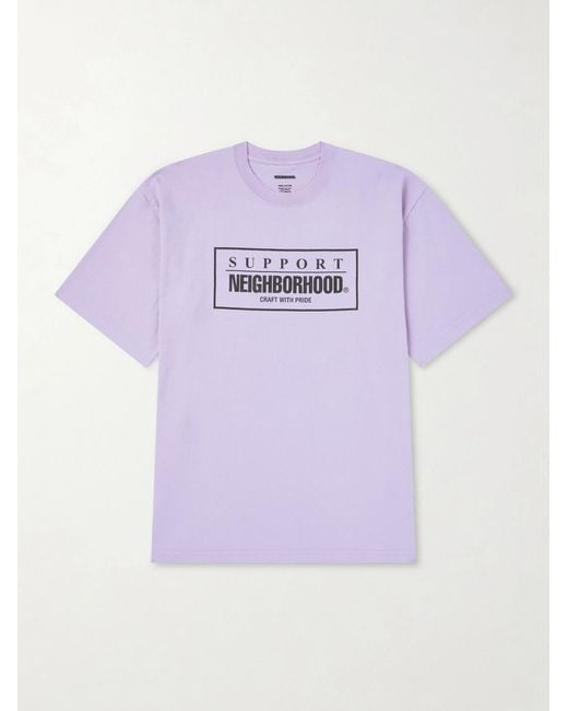 Neighborhood Purple Logo-Print Cotton-Jersey T-Shirt for men