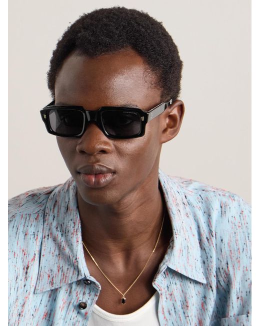 Cutler & Gross Black Rectangle-Frame Acetate Sunglasses for men
