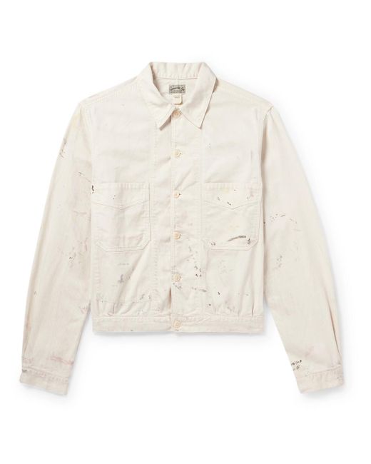 RRL White Mathieu Paint-splattered Cotton-twill Shirt Jacket for men