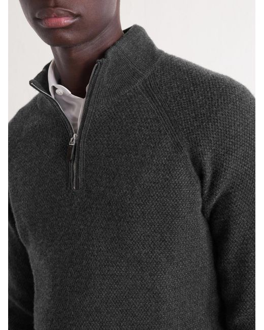Zegna Gray Oasi Cashmere Half-Zip Sweater for men