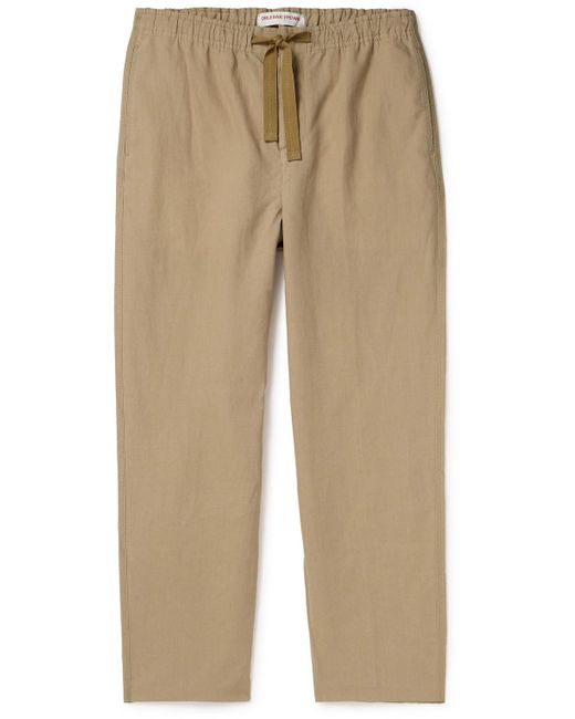 Orlebar Brown Natural Alex Straight-leg Linen Drawstring Trousers for men