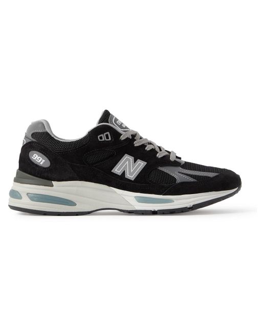 New Balance Black 991V2 Suede, Mesh And Faux Leather Sneakers for men