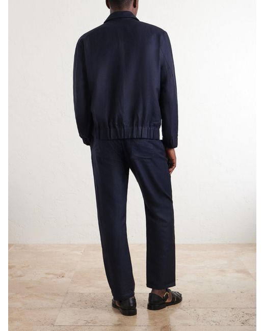 Frescobol Carioca Blue Tomas Cotton And Linen-blend Blouson Jacket for men