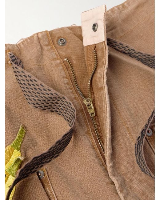 Jeans A Gamba Larga Effetto Consumato Con Applicazioni di Kapital in Natural da Uomo