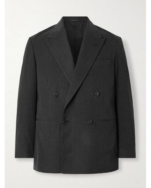 A.PRESSE Black Double-breasted Wool Blazer for men