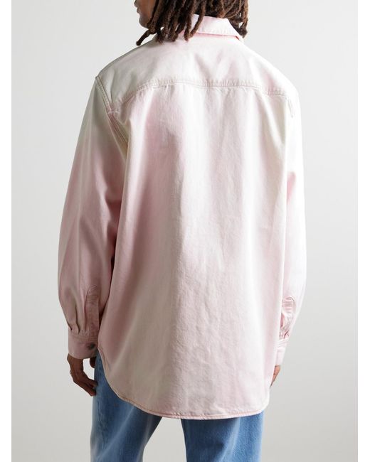 Acne Pink Karto U Traffic Distressed Denim Shirt for men