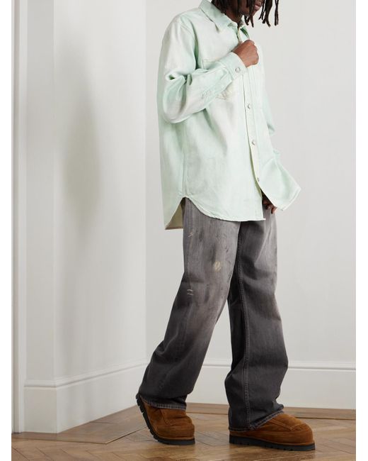 Acne Gray Straight-Leg Distressed Paint-Splattered Jeans for men