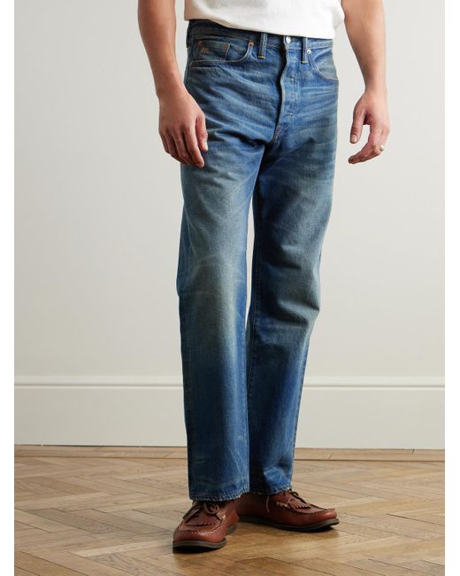 RRL Blue Straight-Leg Jeans for men