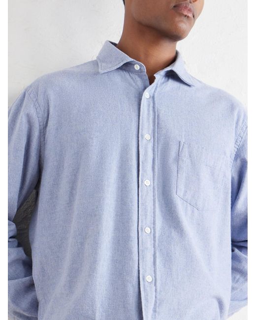 Hartford Blue Paul Cotton-Flannel Shirt for men