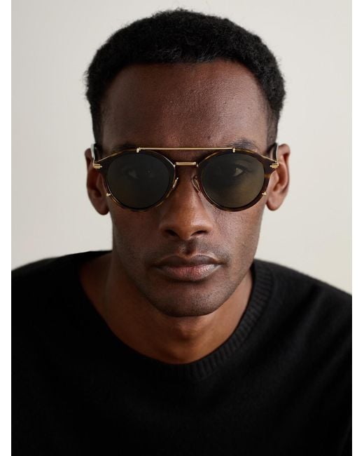 Dior Brown Diorblacksuit R7U Tortoiseshell Acetate And-Tone Round-Frame Sunglasses for men