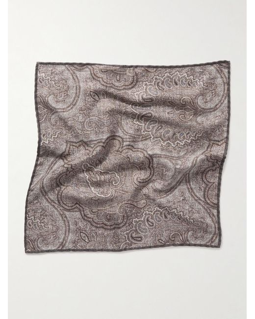Brunello Cucinelli Einstecktuch aus Seide mit Paisley-Print in Gray für Herren