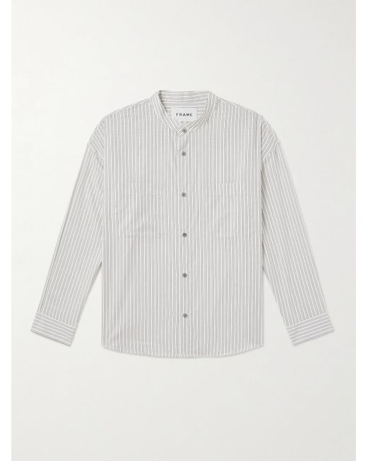 FRAME Gestreiftes Hemd aus einer Baumwollmischung mit Stehkragen in White für Herren
