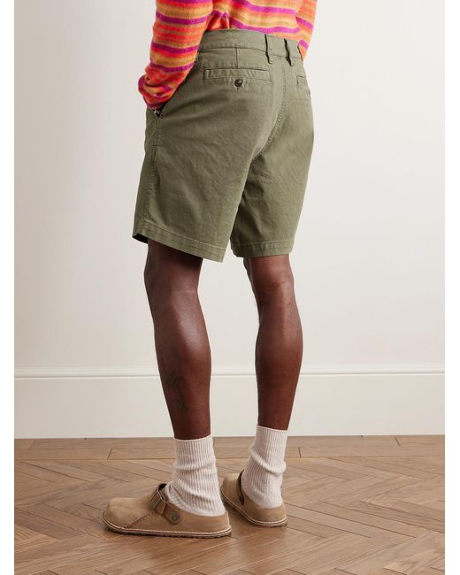 Corridor NYC Green Straight-Leg Pleated Garment-Dyed Cotton-Blend Twill Shorts for men