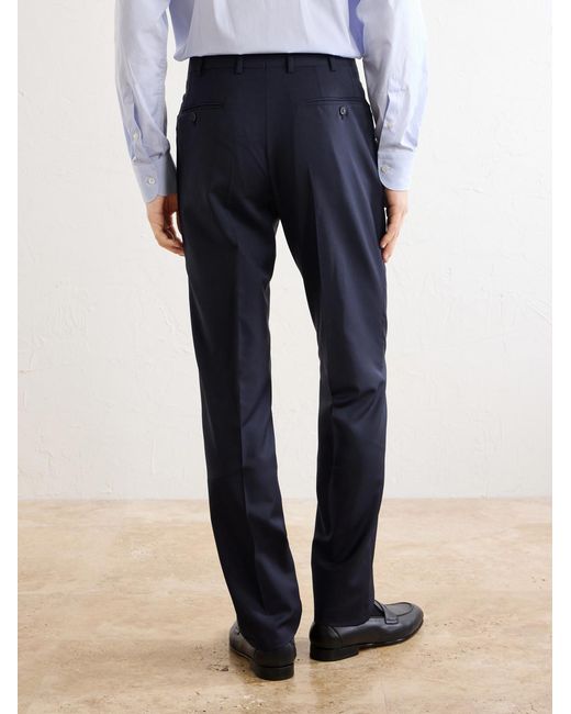 Brioni Blue Plume Straight-Leg Wool And Mohair-Blend Trousers for men
