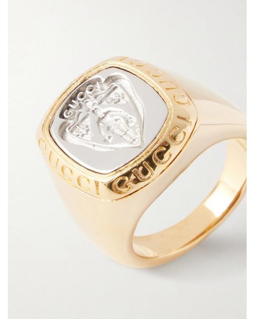 Gucci Metallic Crest- And-Tone Signet Ring for men