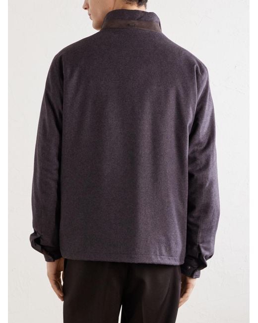 Herno Gray Silk And Cashmere-Blend Twill Bomber Jacket for men