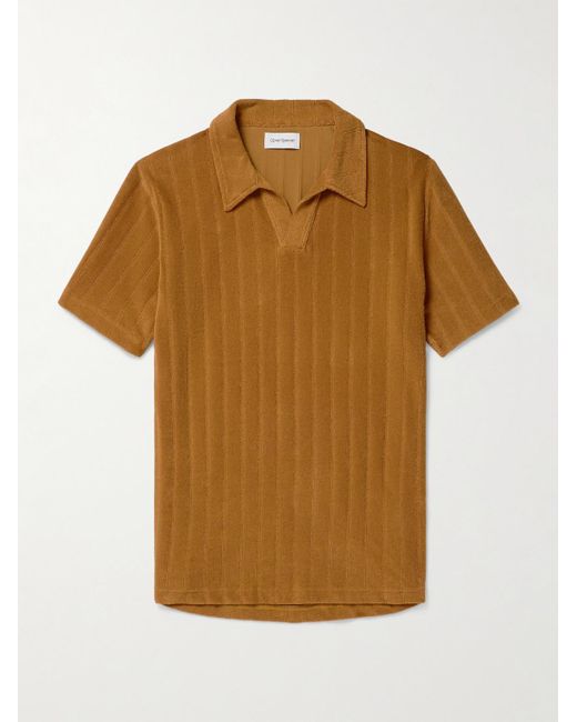 Oliver Spencer Austell Polohemd aus Frottee aus einer Baumwollmischung mit Streifen in Brown für Herren