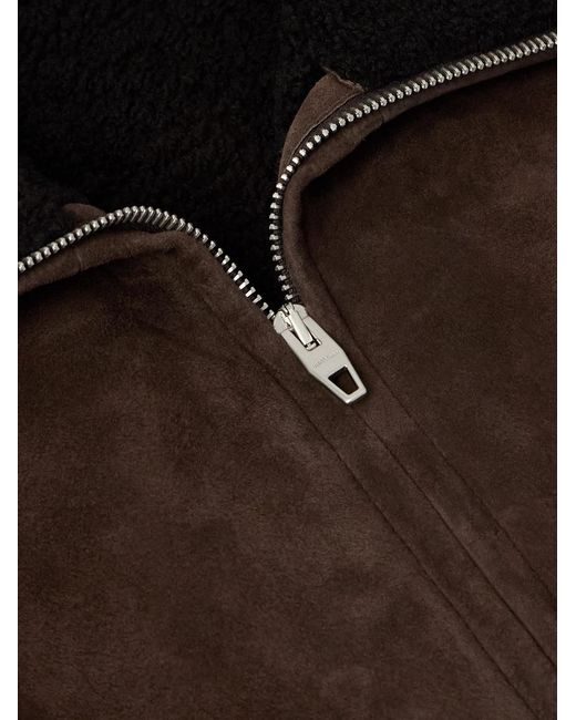 Umit Benan Brown Bruno Shearling-Lined Suede Jacket for men