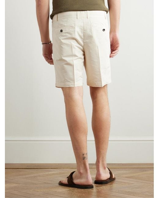 Tom Ford Natural Straight-Leg Pleated Cotton And Silk-Blend Poplin Shorts for men