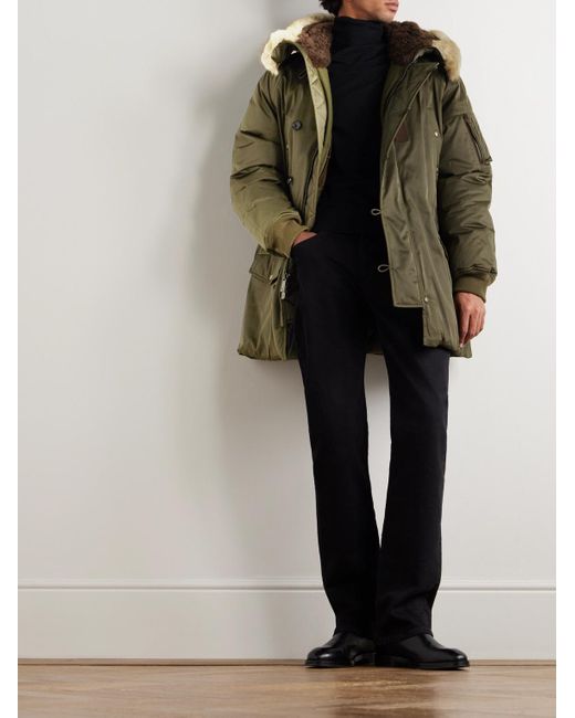 Ralph Lauren Green Shearling-Trimmed Shell Down Jacket for men