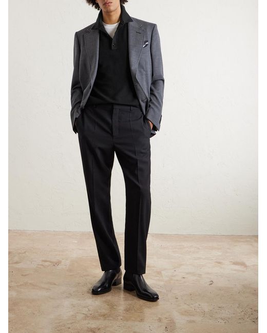 Tom Ford Black Silk And Cotton-Blend Piqué Polo Shirt for men