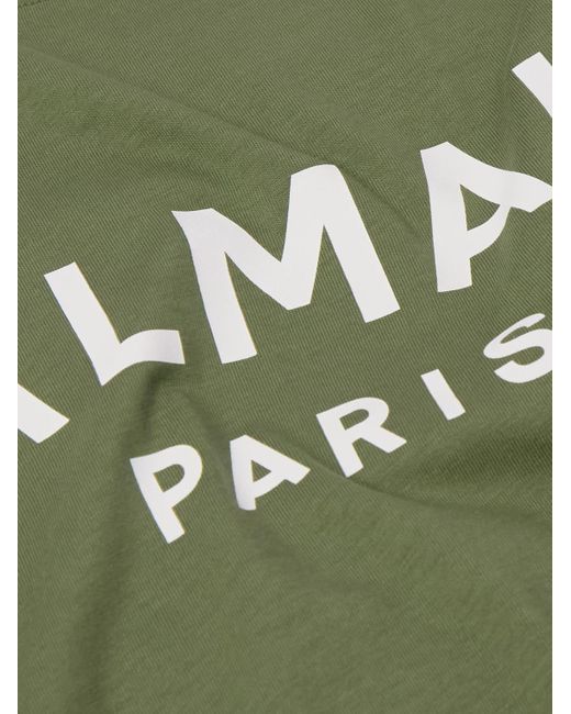 Balmain T-Shirt aus Baumwoll-Jersey mit Logoprint in Green für Herren