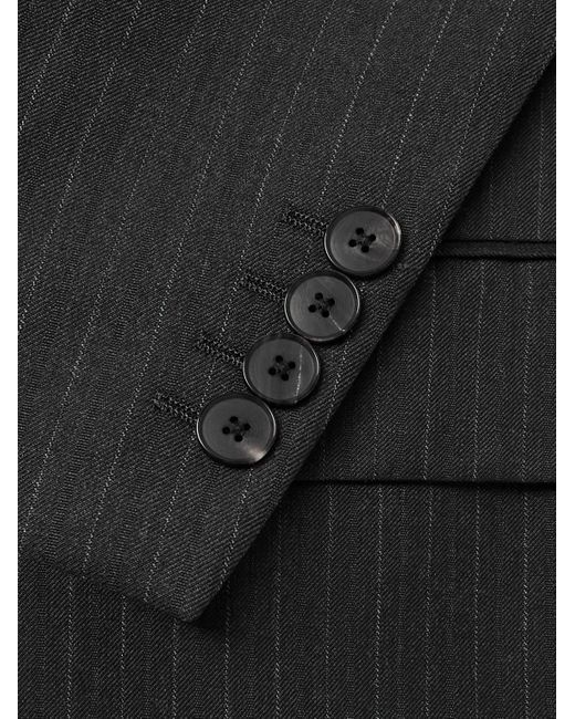 Auralee Black Pinstriped Wool Suit Jacket for men