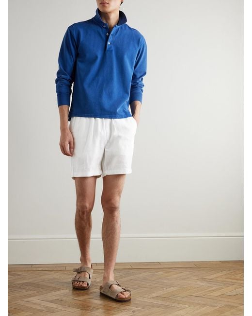 Polo Ralph Lauren White Prepster Straight-Leg Logo-Embroidered Linen Drawstring Shorts for men