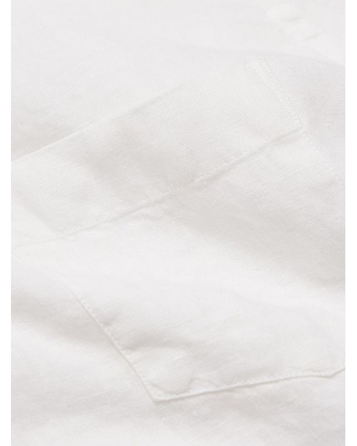 Hartford White Paul Pat Linen Shirt for men