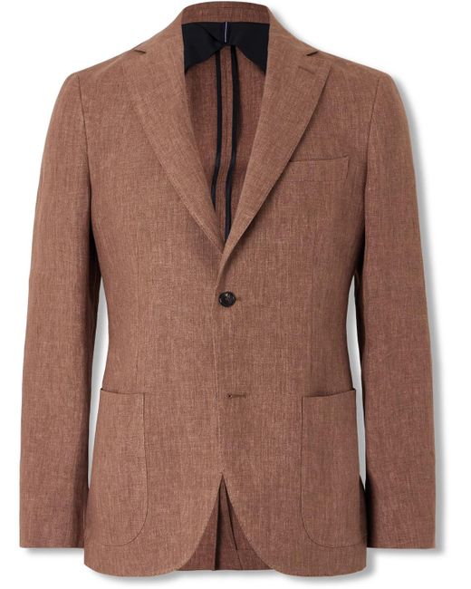 Incotex Brown Venezia 1951 Slim-Fit Garment-Dyed Linen Suit Jacket for men