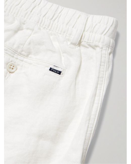 Polo Ralph Lauren White Tapered Linen-twill Drawstring Trousers for men