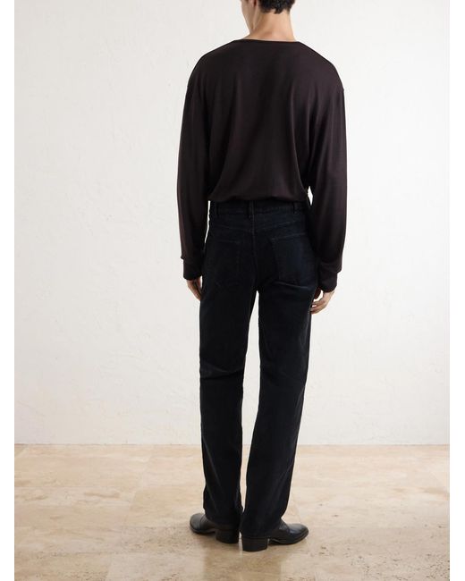 Nili Lotan Black Billie Straight-Leg Cotton-Blend Corduroy Trousers for men