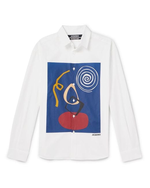Jacquemus Blue Simon Printed Cotton Shirt for men