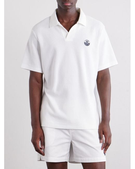 FRAME White Logo-Embroidered Cotton-Piqué Polo Shirt for men