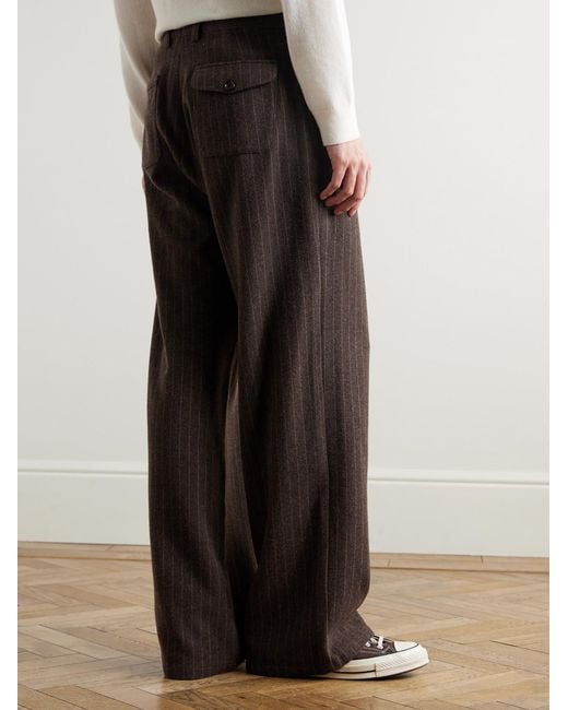 Oliver Spencer Brown Orsman Wide-Leg Cotton-Blend Trousers for men