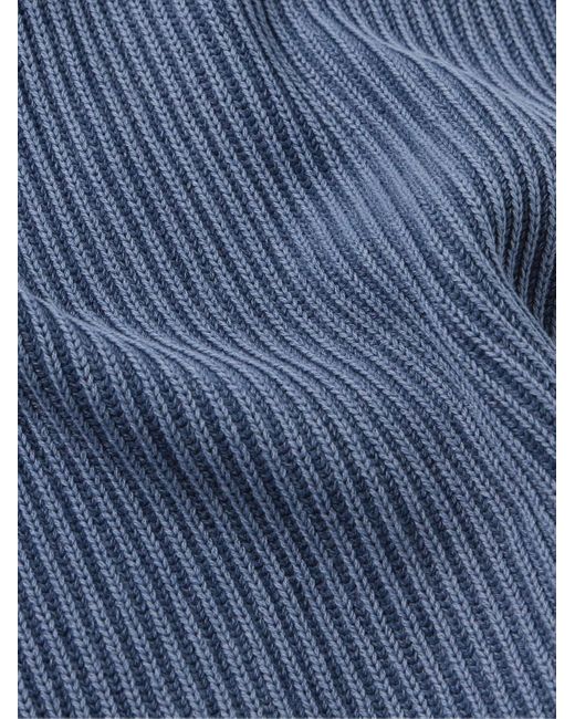 Noah NYC Blue Summer Shaker Ribbed Cotton Sweater for men