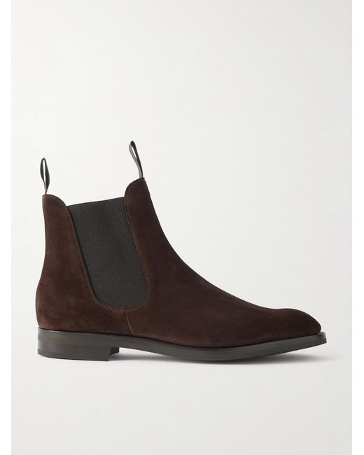 Edward Green Brown Newmarket Suede Chelsea Boots for men