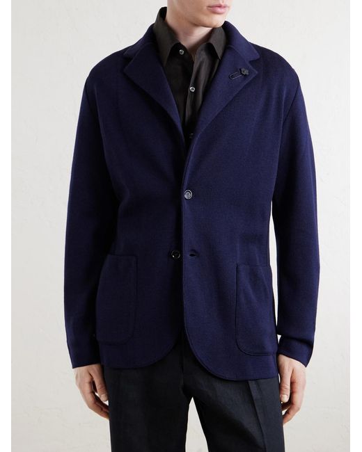 Lardini Blue Knitted Virgin Wool Blazer for men