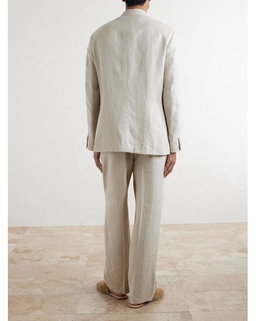 Kaptain Sunshine White Double-breasted Linen And Silk-blend Jacket for men