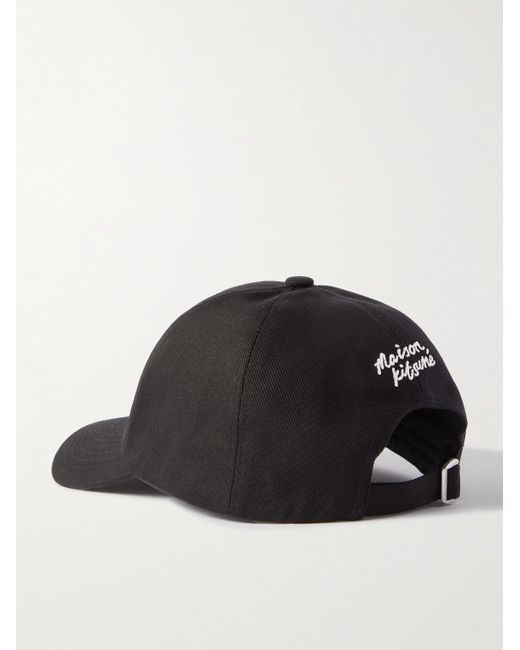 Maison Kitsuné Black Logo-appliquéd Cotton-twill Baseball Cap for men