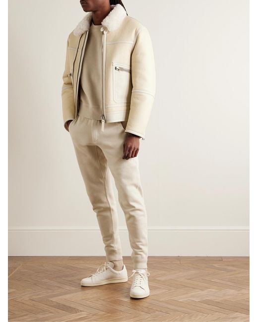 Tom Ford Natural Tapered Garment-Dyed Cotton-Jersey Sweatpants for men