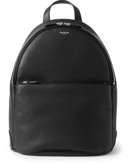Serapian Black Cachemire Full-grain Leather Backpack for men