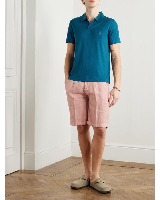 Vilebrequin Blue Pirinol Tencel Lyocell Polo Shirt for men