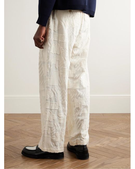 LE17SEPTEMBRE Natural Straight-leg Cotton-jacquard Drawstring Trousers for men