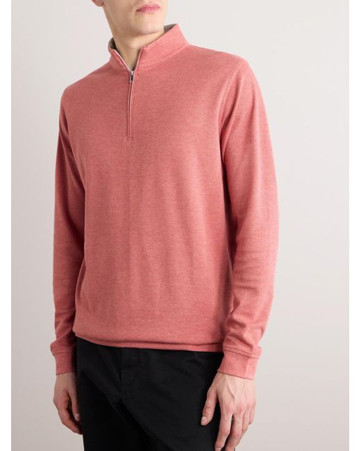 Peter Millar Crown Comfort Pullover aus einer Baumwollmischung mit kurzem Reißverschluss in Pink für Herren