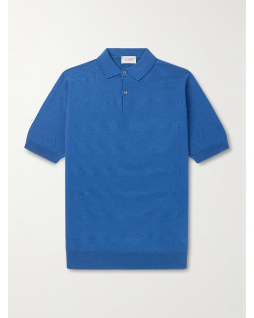 John Smedley Blue 14.Singular Wool-Piqué Polo Shirt for men