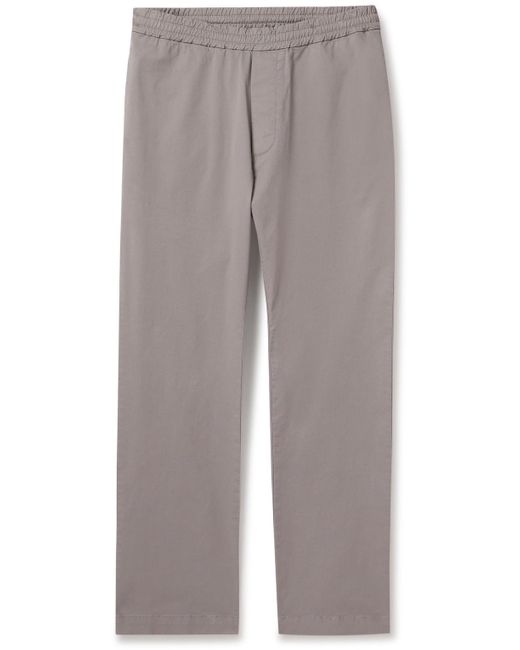 Barena Gray Tapered Garment-dyed Cotton-blend Gabardine Trousers for men