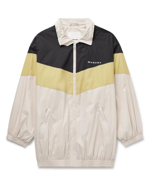 Isabel Marant Natural Brad Oversized Logo-embroidered Colour-block Cotton-blend Shell Track Jacket for men