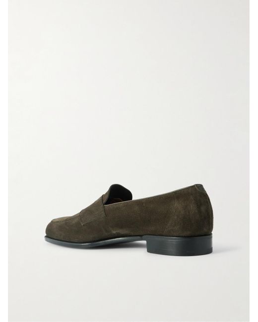 Edward Green Green Piccadilly Suede Penny Loafers for men